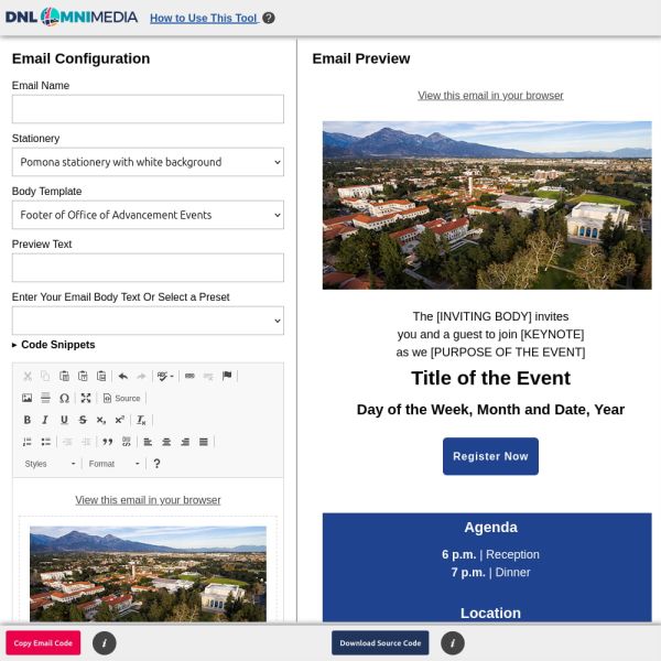 Pomona College email authoring app